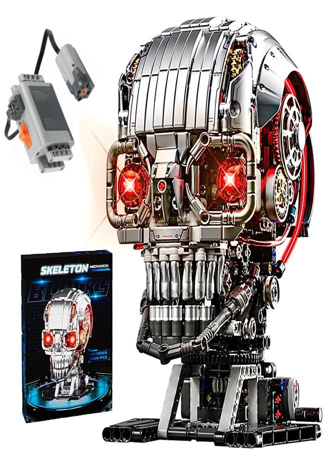 Fangool Mechanical Skeleton Head Building Blocks Set, Scary Zombie Themed Skull Action Figure Toy Kit, Horror Scene Decoration Kit, Halloween, Christmas or Birthday Gifts for Friends, 1099 Pcs - Image 1